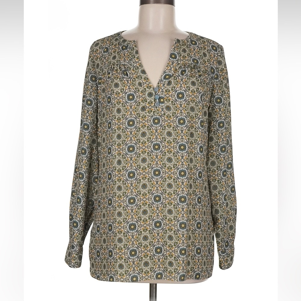 Etcetera Floral Medallion V-Neck Tunic - Green/Blue